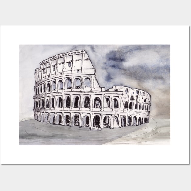 Hand drawn Colosseum Wall Art by jitkaegressy